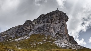 montagna, sagoma, picco, dolomiti