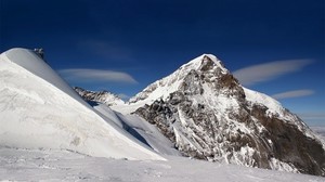 mountain, snow, lines, geometry, winter - wallpapers, picture