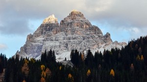 山、ピーク、森林、木、風景