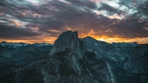 mountain, peak, sky, clouds - wallpapers, picture