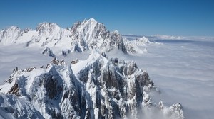 mountain, peak, clouds, fog, mountain range, mountain peak - wallpapers, picture