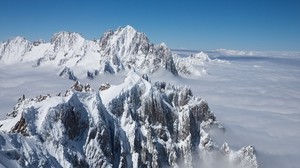 montagna, picco, nuvole, nebbia, catena montuosa, picco di montagna