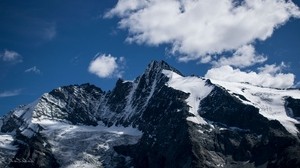 montaña, pico, nubes, nieve, nevado - wallpapers, picture