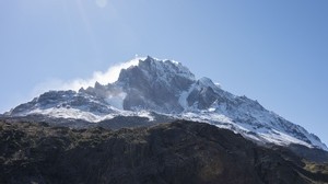 berg, gipfel, gipfel, abhang, schneebedeckt