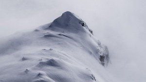 mountain, peak, fog, snow, snowy