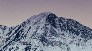 mountain, peak, snowy, snow, dusk - wallpapers, picture