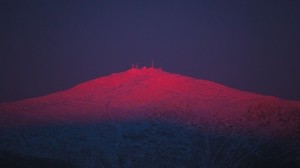 mountain, peak, snowy, light