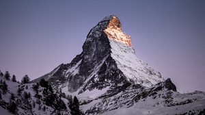 mountain, peak, snowy, zermatt, switzerland