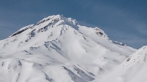 berg, topp, snöig, sluttning, vit, vulkanisk
