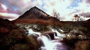 mountain river, stream, peak - wallpapers, picture