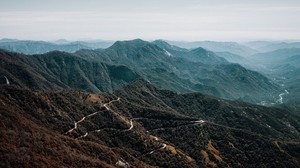 mountain range, mountains, valley