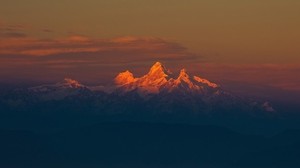 mountain range, Himalayas, mountains, sky, fog - wallpapers, picture