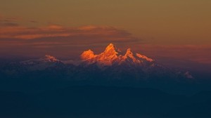 山脉，喜马拉雅山，山脉，天空，雾