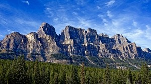 mountains, trees, sky - wallpapers, picture