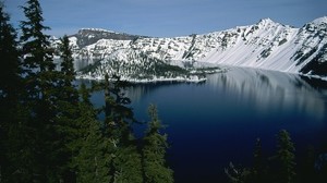 montañas, árboles, nieve, comido, islote, invierno, río