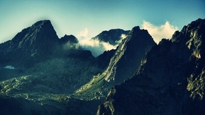 mountains, smoke, shroud, sky - wallpapers, picture