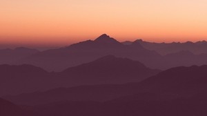 mountains, horizon, shape, sunset, sky