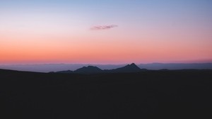 mountains, horizon, sunset, sky, fog - wallpapers, picture