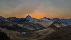 mountains, hilly, landscape, relief, twilight - wallpapers, picture