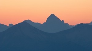 montañas, colinas, contornos, crepúsculo, crepúsculo