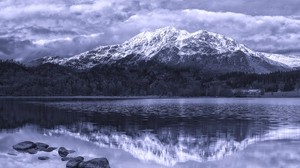 mountains, stones, sea, scotland, ben venue, achray forest, black and white, black and white (bw) - wallpapers, picture