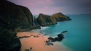 mountains, stones, reefs, shore, sand, creepy - wallpapers, picture