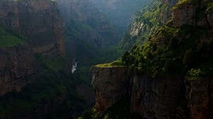 mountains, canyon, rocks, river, cliff