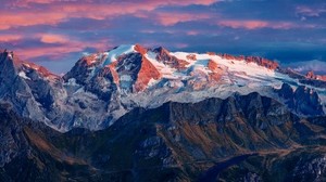 mountains, glacier, peak, marmolada, italy - wallpapers, picture