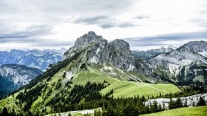 mountains, summer, top view, peaks - wallpapers, picture