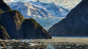 mountains, sea, glacier - wallpapers, picture