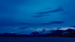 mountains, sea, sky, night, clouds - wallpapers, picture