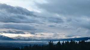 berg, himmel, avstånd