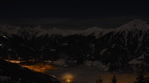 mountains, night, village, light, Salzburg, Austria