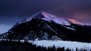 mountains, night, snow, peak
