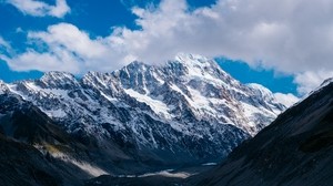 mountains, new zealand, sky, clouds