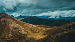 山、雲、谷、停泊地、アメリカ - wallpapers, picture