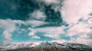 mountains, clouds, sky, iceland
