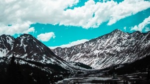 mountains, clouds, sky, snowy, porous - wallpapers, picture