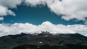 berg, moln, landskap, foten, topp