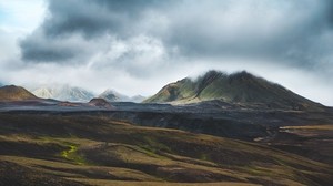 mountains, clouds, landscape, nature, iceland