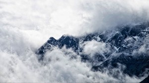 mountains, clouds, fog