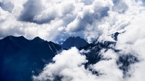 mountains, clouds, peak, sky - wallpapers, picture