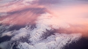 mountains, clouds, peaks, pink - wallpapers, picture