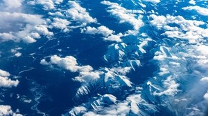 mountains, clouds, top view, height, view, overview - wallpapers, picture