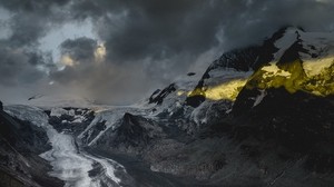 mountains, clouds, alpine road, grossglockner, austria - wallpapers, picture