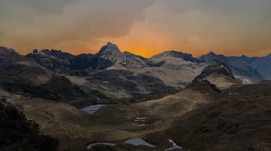 mountains, clouds, sunset, sky - wallpapers, picture