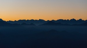 mountains, shape, sunset, peaks, sky - wallpapers, picture