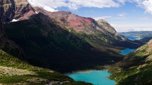 mountains, lakes, lowlands, shadows, sky - wallpapers, picture