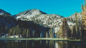 mountains, lake, trees - wallpapers, picture