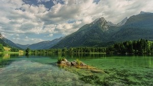 mountains, lake, hintersee, austria